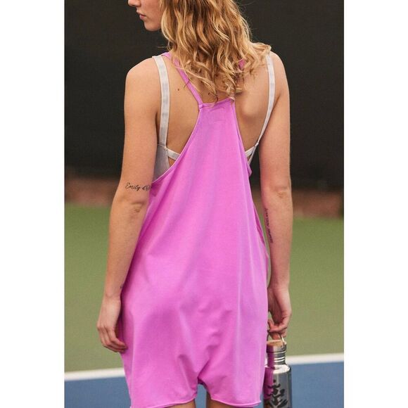 Free People Movement Hot Shot Shorts Hot Pink One Piece Romper Women's Small - Picture 1 of 13